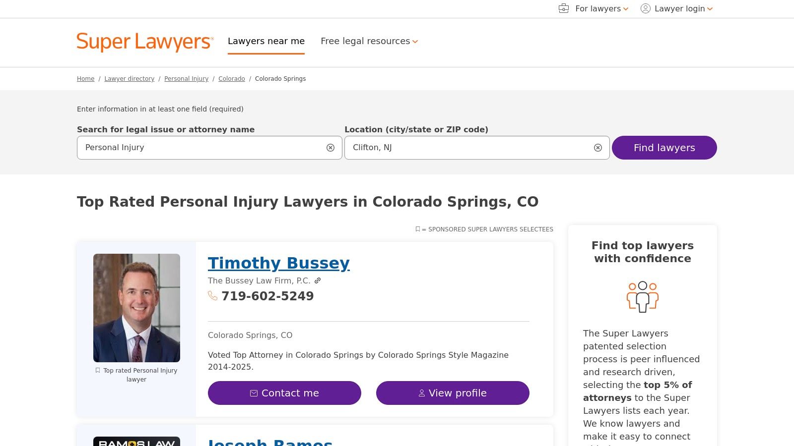 Super Lawyers — Colorado Springs Personal Injury Directory