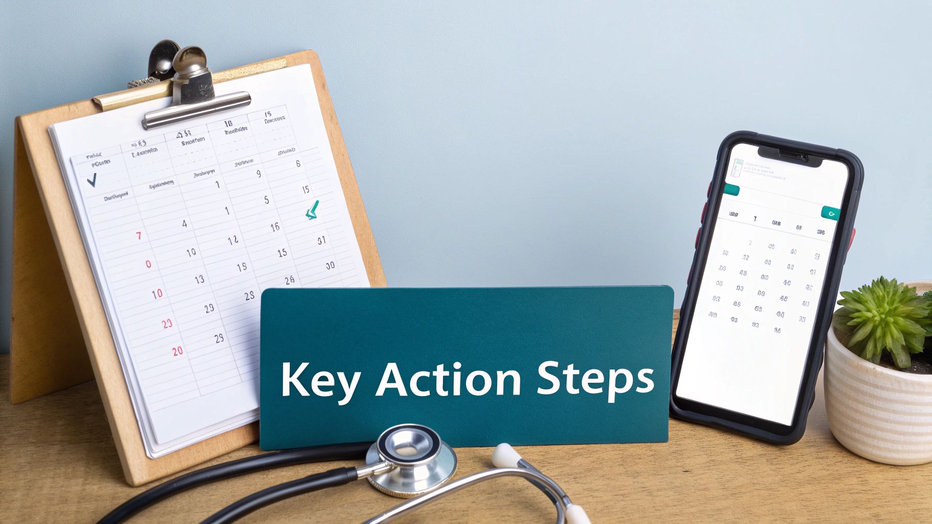 A person carefully organizing medical documents and legal papers on a desk.